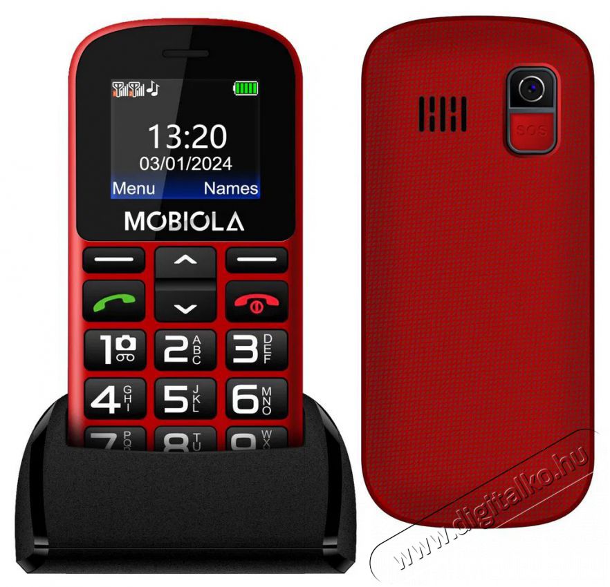 Mobiola MB200 piros Mobil / Kommunik&aacute;ci&oacute; / Smart - Klasszikus / Mobiltelefon időseknek - 521662