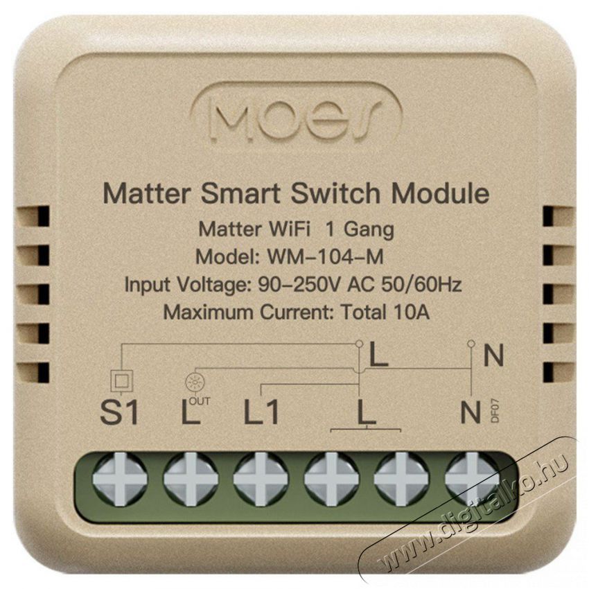 MOES Mini Matter Wifi Smart Switch 1gang H&aacute;ztart&aacute;s / Otthon / K&uuml;lt&eacute;r - Okos otthon - Kieg&eacute;sz&iacute;tő - 521678