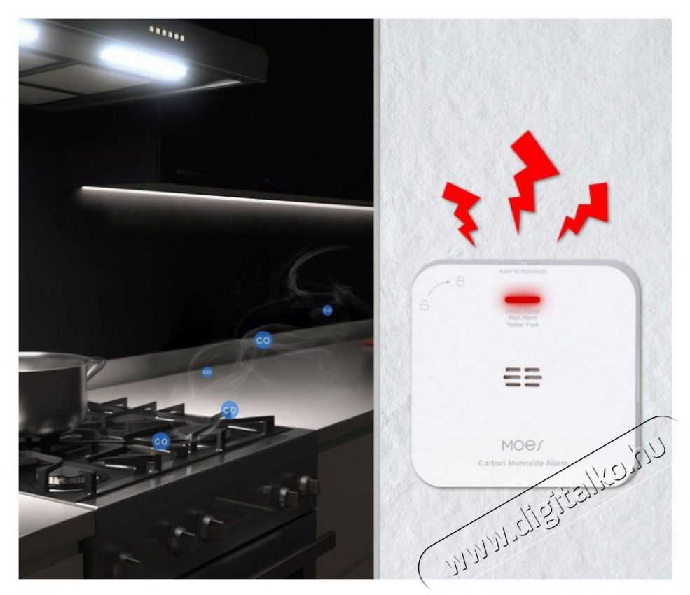 MOES CO Detector, Zigbee H&aacute;ztart&aacute;s / Otthon / K&uuml;lt&eacute;r - Biztons&aacute;gtechnika - F&uuml;st- &eacute;s sz&eacute;n-monoxid &eacute;rz&eacute;kelő - 519548