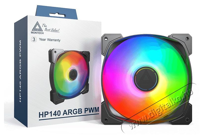 Montech HP140 ARGB PWM Black Iroda &eacute;s sz&aacute;m&iacute;t&aacute;stechnika - Sz&aacute;m&iacute;t&oacute;g&eacute;p tartoz&eacute;k - Ventil&aacute;tor - 512102
