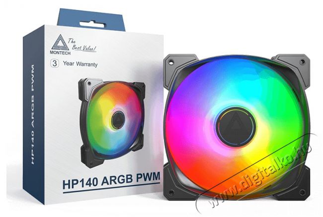 Montech HP140 ARGB PWM Black Iroda &eacute;s sz&aacute;m&iacute;t&aacute;stechnika - Sz&aacute;m&iacute;t&oacute;g&eacute;p tartoz&eacute;k - Ventil&aacute;tor - 512102