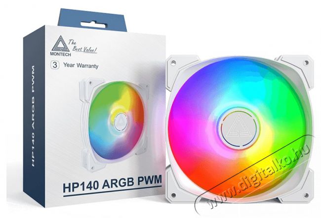 Montech HP140 ARGB PWM White Iroda &eacute;s sz&aacute;m&iacute;t&aacute;stechnika - Sz&aacute;m&iacute;t&oacute;g&eacute;p tartoz&eacute;k - Ventil&aacute;tor - 512100
