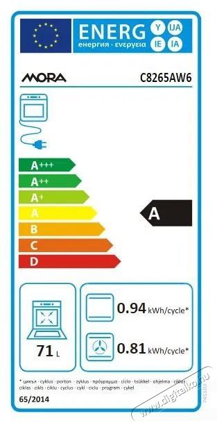 Mora C 8265 AW6 Konyhai term&eacute;kek - S&uuml;tő-főzőlap, tűzhely (szabadon&aacute;ll&oacute;) - Elektromos tűzhely (szabadon&aacute;ll&oacute;) - 505260