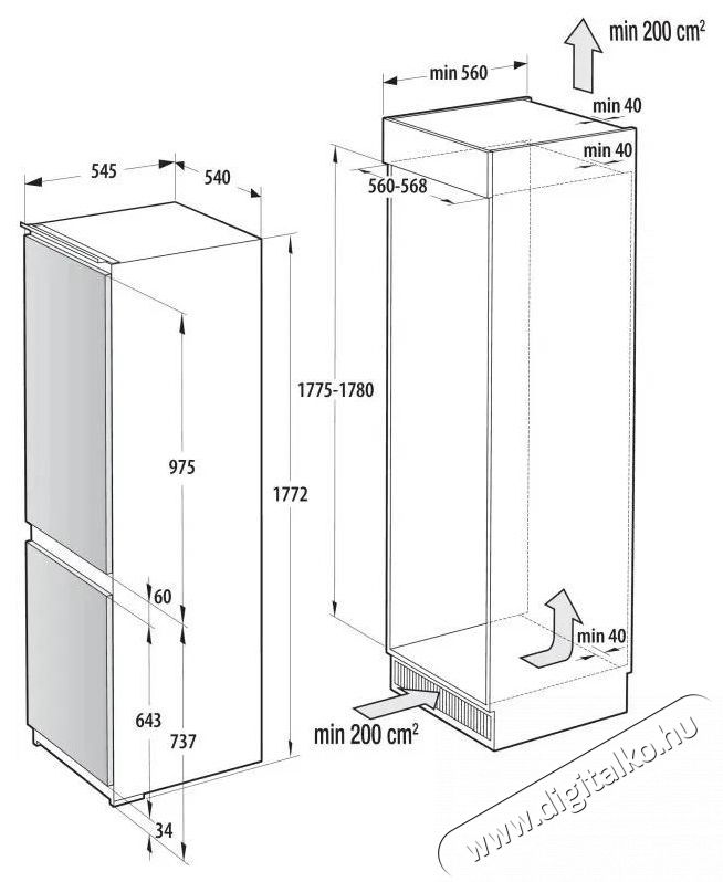Mora VCMDN 3024 Konyhai term&eacute;kek - Hűtő, fagyaszt&oacute; (be&eacute;p&iacute;thető) - Alulfagyaszt&oacute;s kombin&aacute;lt hűtő - 509557