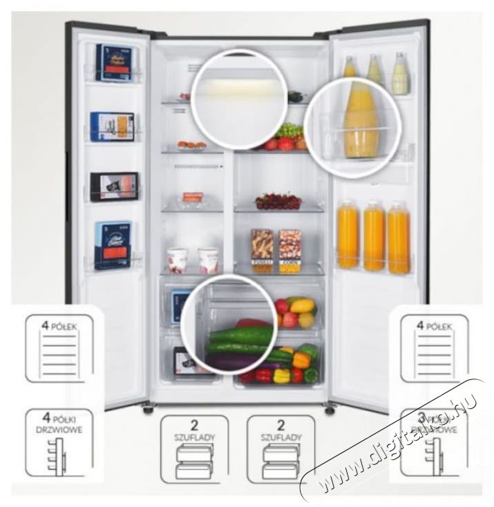 MPM MPM-439-SBS-15ND Side by Side Hűtőszekr&eacute;ny fagyaszt&oacute;val 472L inox v&iacute;zadagol&oacute;val Konyhai term&eacute;kek - Hűtő, fagyaszt&oacute; (szabadon&aacute;ll&oacute;) - Amerikai t&iacute;pus&uacute; Side By Side hűtő - 476129