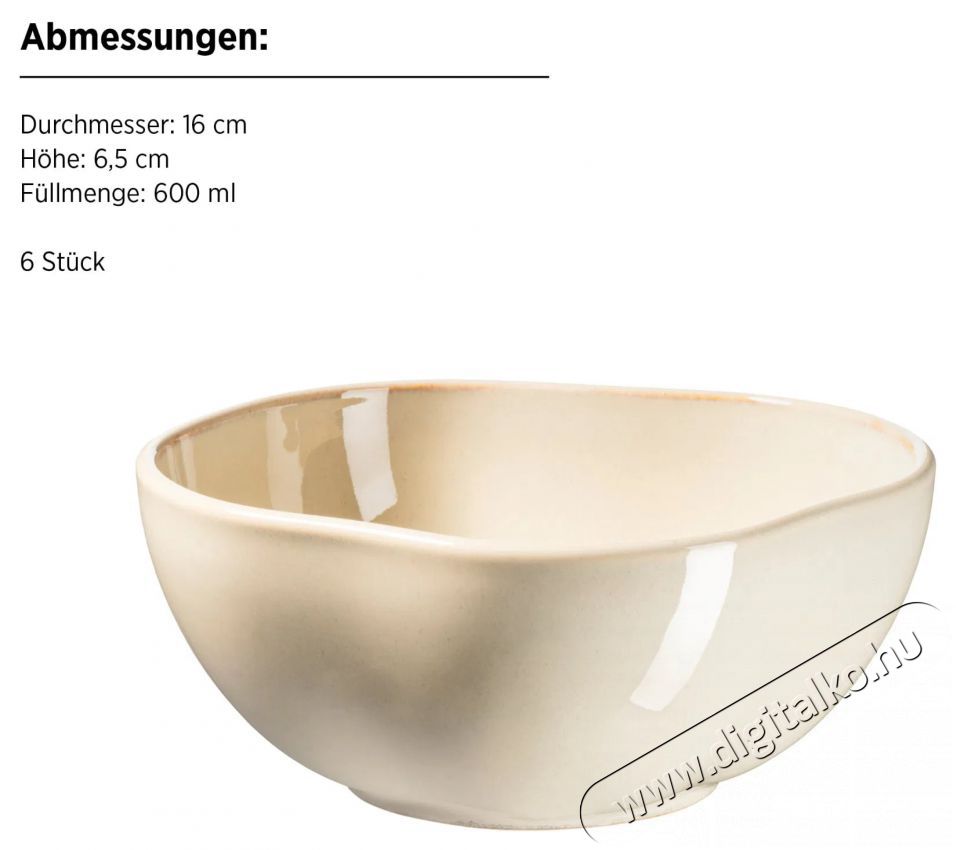 M&auml;ser 16 cm, 6 darab, b&eacute;zs, CORDELIA Konyhai term&eacute;kek - &Eacute;tk&eacute;szlet - T&aacute;ny&eacute;r k&eacute;szlet - 527476