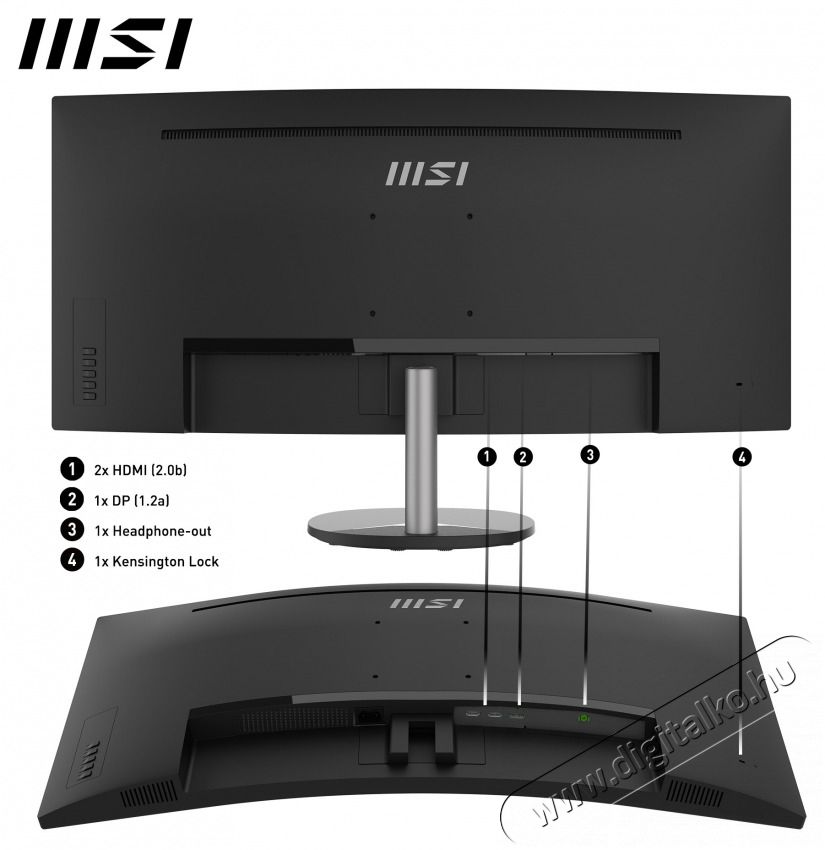 MSI DT MSI PRO MP341CQ &Iacute;velt Monitor 34 QHD, 3440x1440, 100Hz VA 21:9, 3000:1 CR, 300cd/m2, 4 ms, HDMI, DP, Fekete Iroda &eacute;s sz&aacute;m&iacute;t&aacute;stechnika - Monitor - Monitor - 485636