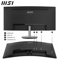 MSI DT MSI PRO MP341CQ &Iacute;velt Monitor 34 QHD, 3440x1440, 100Hz VA 21:9, 3000:1 CR, 300cd/m2, 4 ms, HDMI, DP, Fekete Iroda &eacute;s sz&aacute;m&iacute;t&aacute;stechnika - Monitor - Monitor - 485636
