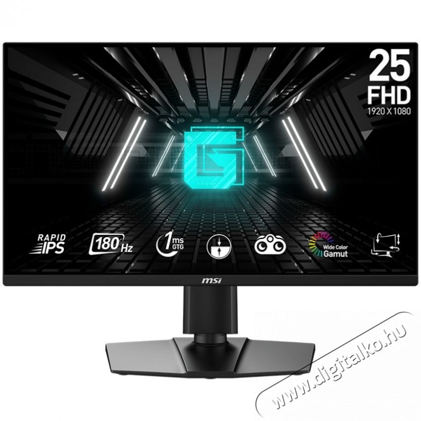 MSI G255PF E2 gaming monitor, 24.5 , Full HD, Fast IPS, 180Hz, 1 ms, AMD FreeSync, HDMI, DisplayPort, Fekete Iroda &eacute;s sz&aacute;m&iacute;t&aacute;stechnika - Monitor - Monitor - 534428
