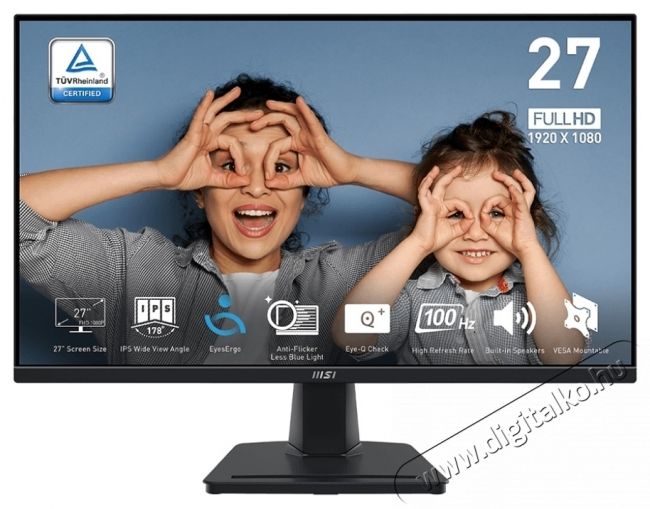 MSI PRO MP275 LED IPS 27  Monitor, Full HD (1920x1080), 100Hz, 1ms, Eye Care, HDMI, VGA, VESA, fekete Iroda &eacute;s sz&aacute;m&iacute;t&aacute;stechnika - Monitor - Monitor - 534418