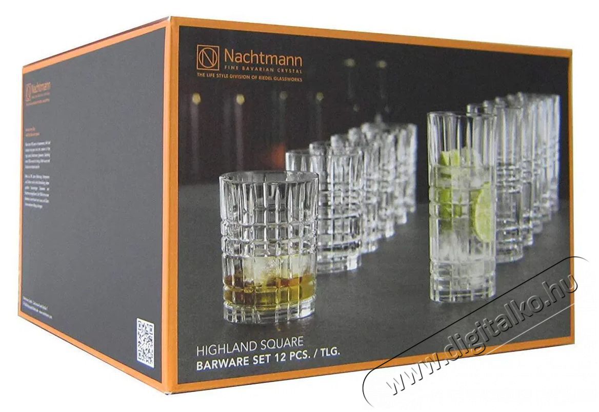 Nachtmann  12 darabos whiskys poh&aacute;r k&eacute;szlet 345 ml, Longdrink 445 ml HIGHLAND SQUARE 101754 Konyhai term&eacute;kek - Konyhai eszk&ouml;z - K&eacute;szlet / szett - 525368