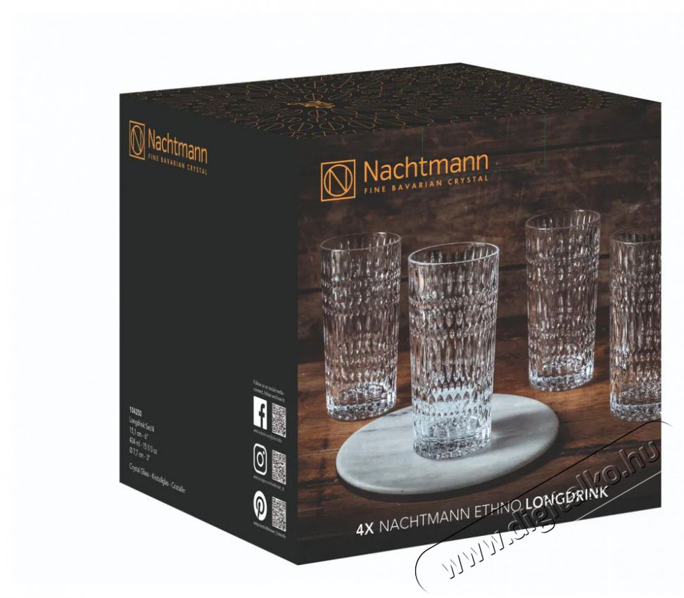 Nachtmann  ETHNO 104250 Long drinkes poh&aacute;r alkoholmentes/kevert italokhoz, 434 ml, 4 db Konyhai term&eacute;kek - Konyhai eszk&ouml;z - K&eacute;szlet / szett - 525370
