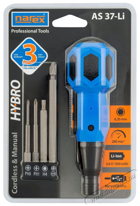 NAREX HYBRO AS 37-Li H&aacute;ztart&aacute;s / Otthon / K&uuml;lt&eacute;r - Szersz&aacute;m - Akkumul&aacute;toros csavarh&uacute;z&oacute; - 518923