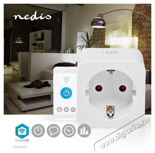 Nedis WIFIP121FWT SmartLife intelligens csatlakoz&oacute; H&aacute;ztart&aacute;s / Otthon / K&uuml;lt&eacute;r - Vil&aacute;g&iacute;t&aacute;s / elektromoss&aacute;g - H&aacute;l&oacute;zati eloszt&oacute; / hosszabb&iacute;t&oacute; / adapter - 462277