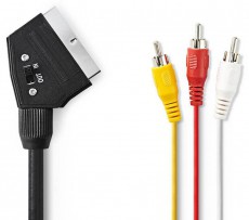 Nedis CVGP31130BK20 kapcsolhat&oacute; SCART k&aacute;bel - 2 m&eacute;ter Tv kieg&eacute;sz&iacute;tők - K&aacute;bel / csatlakoz&oacute; - Scart-RCA k&aacute;bel - 366453
