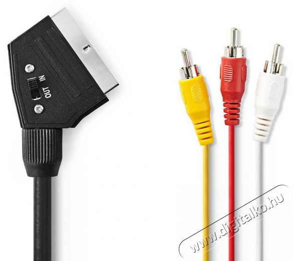 Nedis CVGP31130BK20 kapcsolhat&oacute; SCART k&aacute;bel - 2 m&eacute;ter Tv kieg&eacute;sz&iacute;tők - K&aacute;bel / csatlakoz&oacute; - Scart-RCA k&aacute;bel - 366453