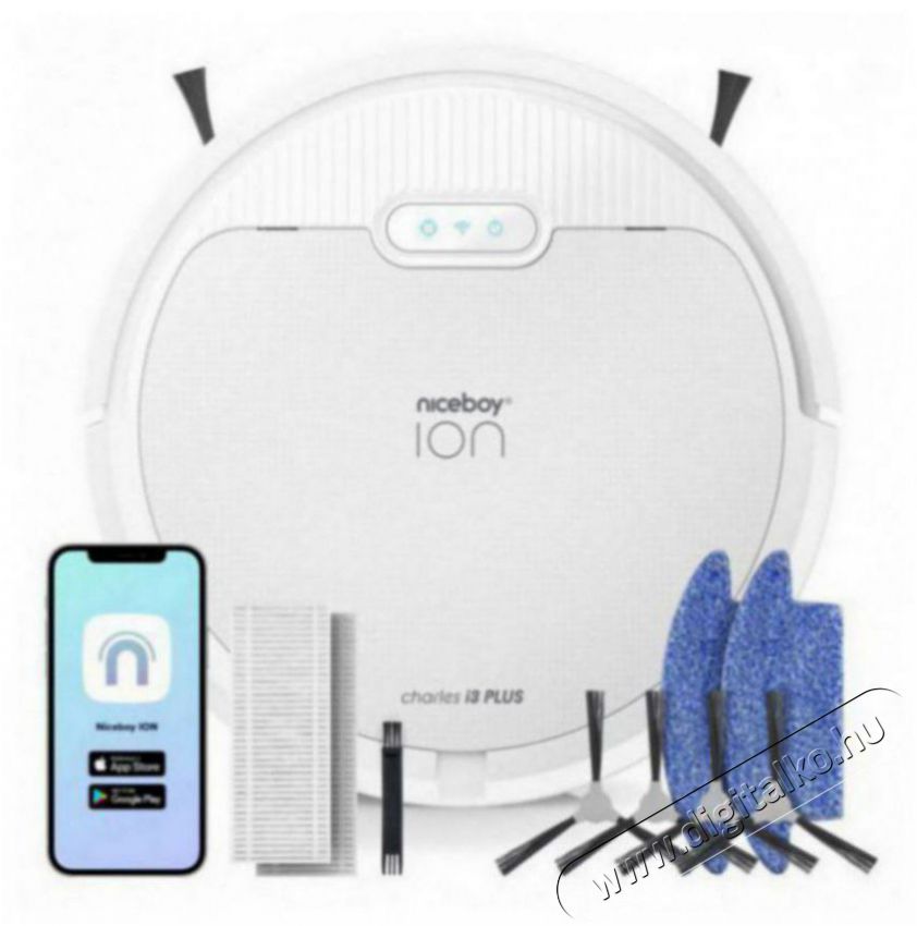 NICEBOY ION Charles i3 Plus White H&aacute;ztart&aacute;s / Otthon / K&uuml;lt&eacute;r - Porsz&iacute;v&oacute; / takar&iacute;t&oacute;g&eacute;p - Robotporsz&iacute;v&oacute; - 503604