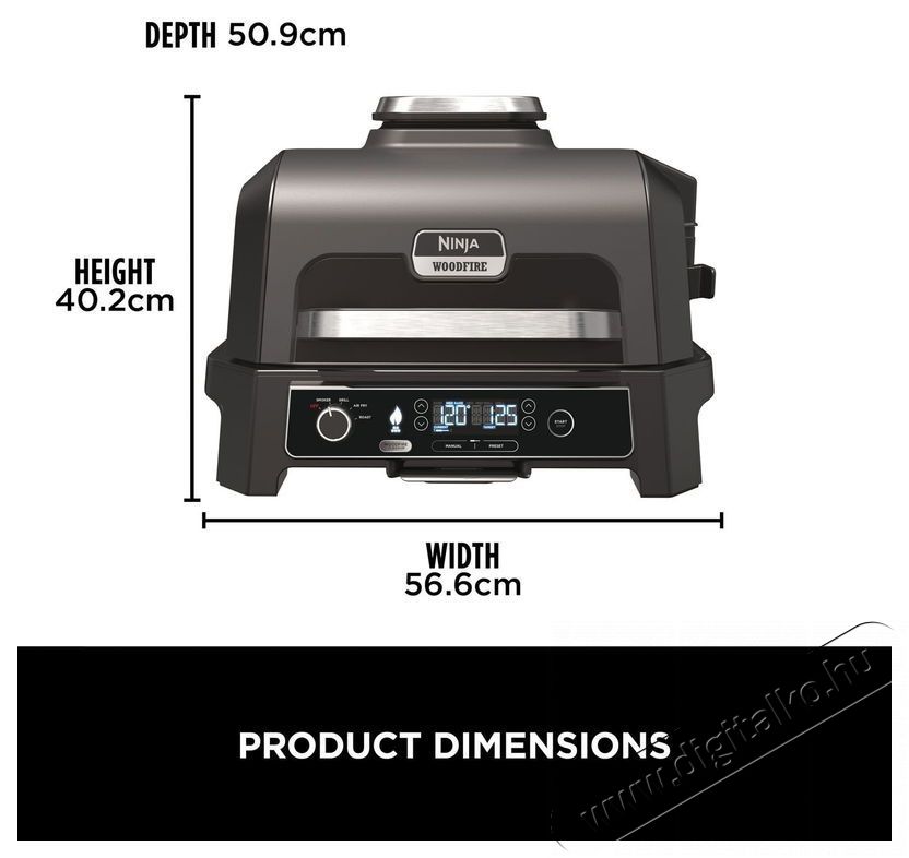 Ninja OG850EU Woodfire Pro XL Konyhai term&eacute;kek - S&uuml;tő-főzőlap, tűzhely (szabadon&aacute;ll&oacute;) - Mini s&uuml;tő / mini grill / mini konyha - 521851