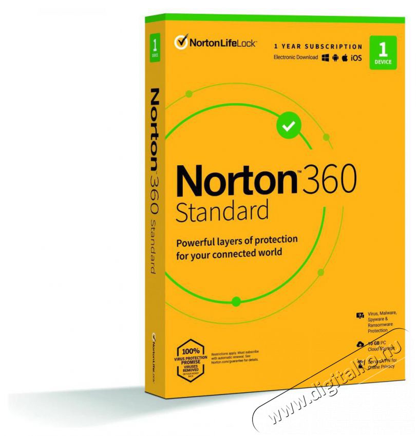 NORTON 360 Standard 10GB HUN 1 Felhaszn&aacute;l&oacute; 1 g&eacute;p 1 &eacute;ves dobozos v&iacute;rusirt&oacute; szoftver Fot&oacute;-Vide&oacute; kieg&eacute;sz&iacute;tők - Egy&eacute;b fot&oacute;-vide&oacute; kieg&eacute;sz&iacute;tő - Szoftver / k&eacute;pszerkesztő - 434483