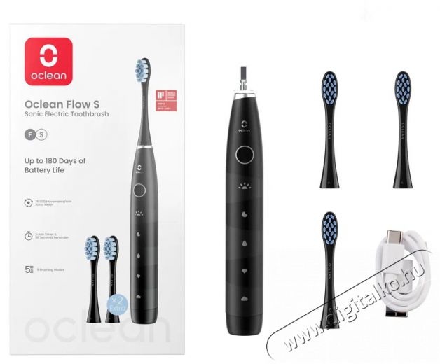 OCLEAN Flow S Black Elektromos fogkefe Sz&eacute;ps&eacute;g&aacute;pol&aacute;s / Eg&eacute;szs&eacute;g - Sz&aacute;j / fog &aacute;pol&aacute;s - Elektromos fogkefe - 525420