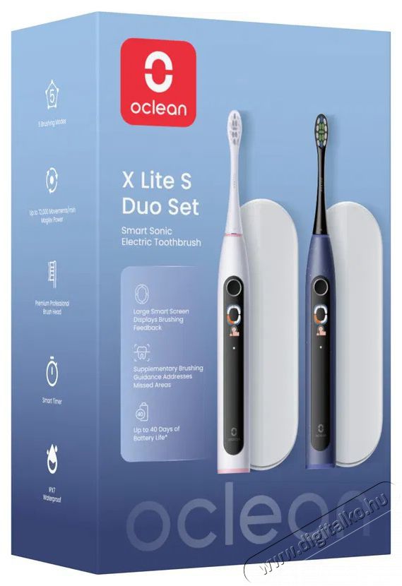 OCLEAN X Lite S Duo Set, Dark Blue+Grey Elektromos fogkefe Sz&eacute;ps&eacute;g&aacute;pol&aacute;s / Eg&eacute;szs&eacute;g - Sz&aacute;j / fog &aacute;pol&aacute;s - Elektromos fogkefe - 525430