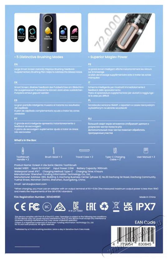 OCLEAN X Lite S Duo Set, Dark Blue+Grey Elektromos fogkefe Sz&eacute;ps&eacute;g&aacute;pol&aacute;s / Eg&eacute;szs&eacute;g - Sz&aacute;j / fog &aacute;pol&aacute;s - Elektromos fogkefe - 525430