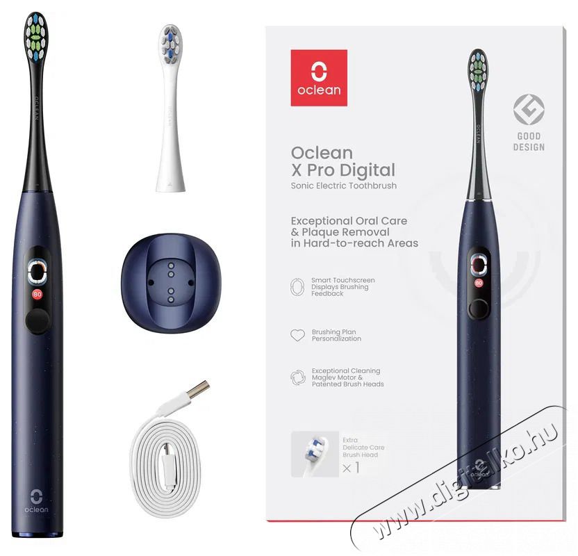 OCLEAN X Pro Digital Dark Blue Elektromos fogkefe Sz&eacute;ps&eacute;g&aacute;pol&aacute;s / Eg&eacute;szs&eacute;g - Sz&aacute;j / fog &aacute;pol&aacute;s - Elektromos fogkefe - 525437