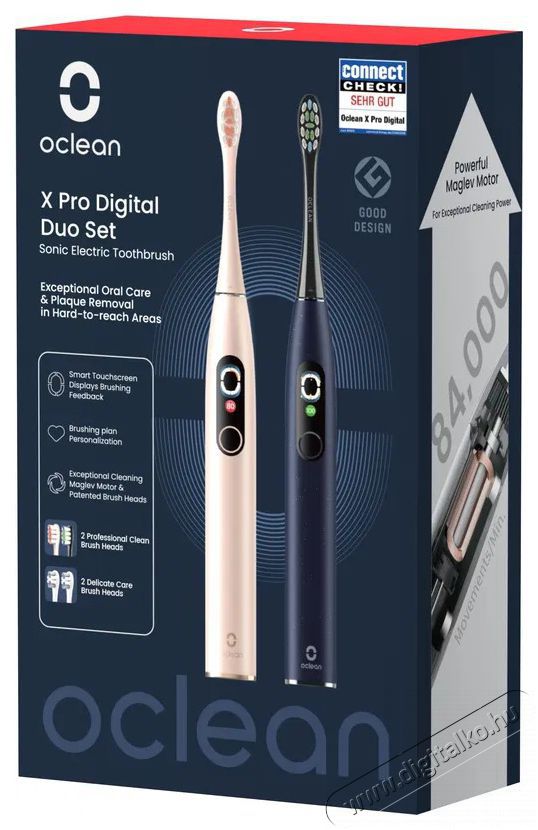 OCLEAN X Pro Digital Duo Set Gold and Blue, 2 db Elektromos fogkefe Sz&eacute;ps&eacute;g&aacute;pol&aacute;s / Eg&eacute;szs&eacute;g - Sz&aacute;j / fog &aacute;pol&aacute;s - Elektromos fogkefe - 525438