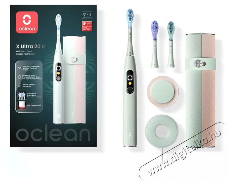 OCLEAN X Ultra 20 Set Green Elektromos fogkefe Sz&eacute;ps&eacute;g&aacute;pol&aacute;s / Eg&eacute;szs&eacute;g - Sz&aacute;j / fog &aacute;pol&aacute;s - Elektromos fogkefe - 525445