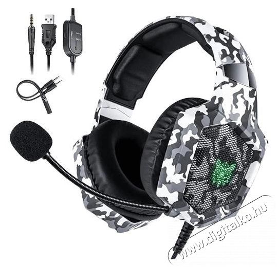 Onikuma K8 Camou Gray Audio-Video / Hifi / Multim&eacute;dia - F&uuml;l &eacute;s Fejhallgat&oacute;k - Fejhallgat&oacute; - 510148