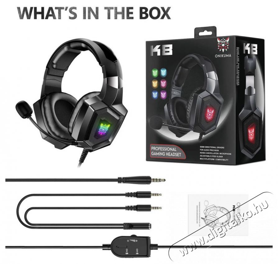 Onikuma K8 Black Audio-Video / Hifi / Multim&eacute;dia - F&uuml;l &eacute;s Fejhallgat&oacute;k - Fejhallgat&oacute; - 518968