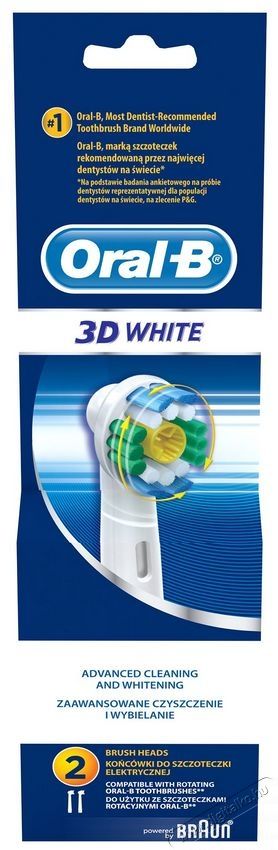 BRAUN Oral-B EB18-2 2 db 3Dwhite fogkefe p&oacute;tfej Sz&eacute;ps&eacute;g&aacute;pol&aacute;s / Eg&eacute;szs&eacute;g - Sz&aacute;j / fog &aacute;pol&aacute;s - Kieg&eacute;sz&iacute;tő - 290230