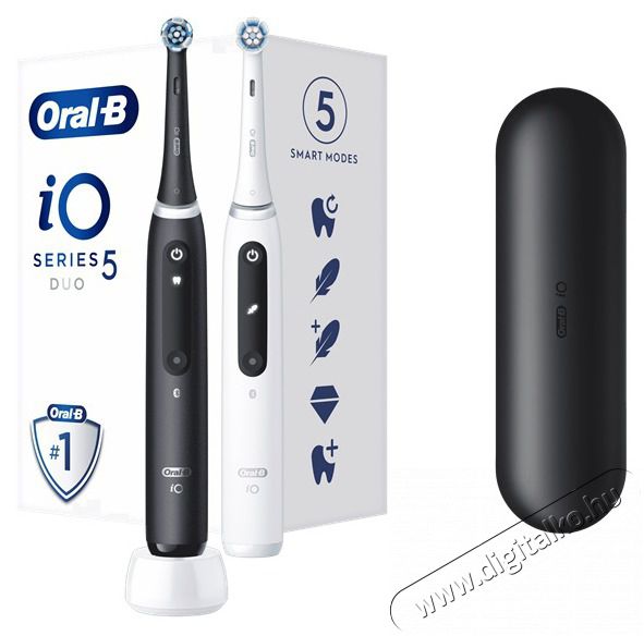 Oral-B iO Series 5 2 db-os matt fekete+feh&eacute;r elektromos fogkefe szett Sz&eacute;ps&eacute;g&aacute;pol&aacute;s / Eg&eacute;szs&eacute;g - Sz&aacute;j / fog &aacute;pol&aacute;s - Elektromos fogkefe - 404816