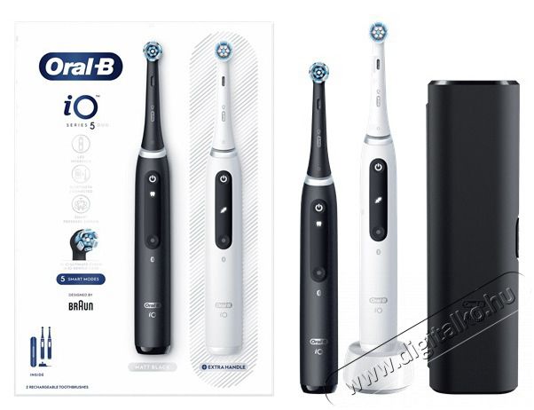 Oral-B iO Series 5 2 db-os matt fekete+feh&eacute;r elektromos fogkefe szett Sz&eacute;ps&eacute;g&aacute;pol&aacute;s / Eg&eacute;szs&eacute;g - Sz&aacute;j / fog &aacute;pol&aacute;s - Elektromos fogkefe - 404816