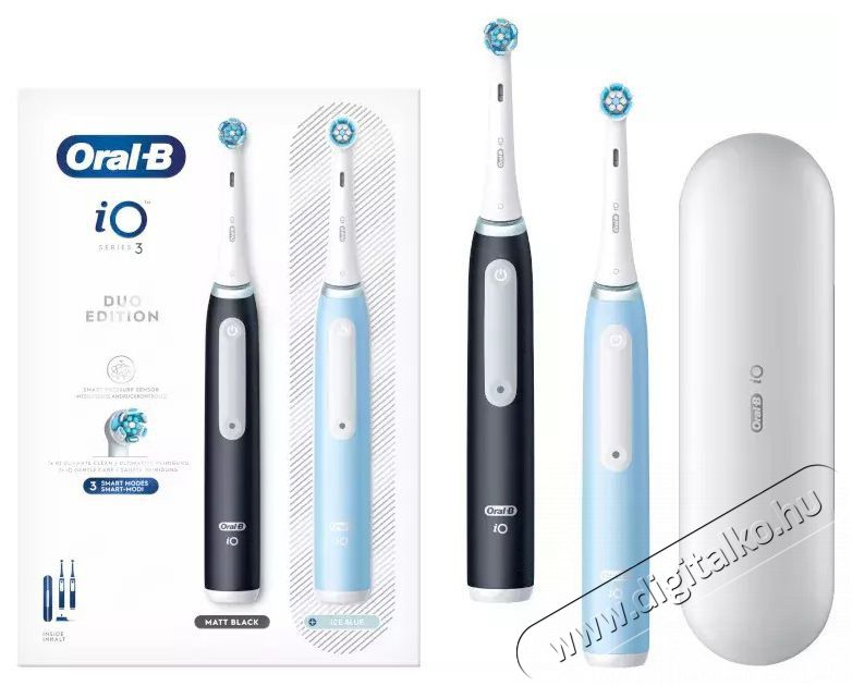 Oral-B iO3 elektromos fogkefe Matt Black/Ice Blue Sz&eacute;ps&eacute;g&aacute;pol&aacute;s / Eg&eacute;szs&eacute;g - Sz&aacute;j / fog &aacute;pol&aacute;s - Elektromos fogkefe - 493816