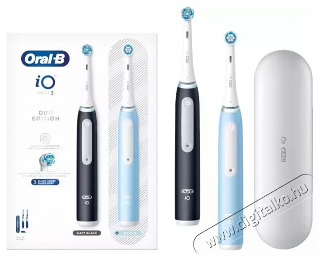 Oral-B iO3 elektromos fogkefe Matt Black/Ice Blue Sz&eacute;ps&eacute;g&aacute;pol&aacute;s / Eg&eacute;szs&eacute;g - Sz&aacute;j / fog &aacute;pol&aacute;s - Elektromos fogkefe - 493816