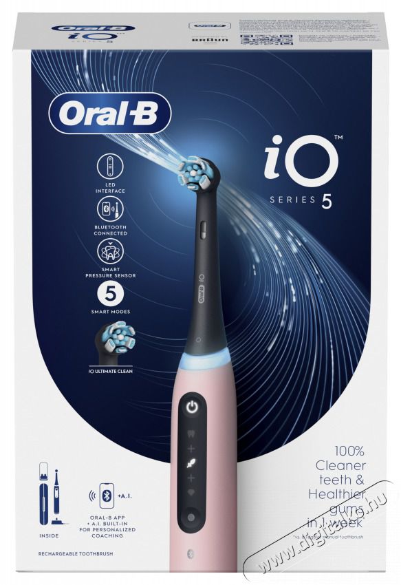 Oral-B iO5 Pink elektromos fogkefe Sz&eacute;ps&eacute;g&aacute;pol&aacute;s / Eg&eacute;szs&eacute;g - Sz&aacute;j / fog &aacute;pol&aacute;s - Elektromos fogkefe - 499858