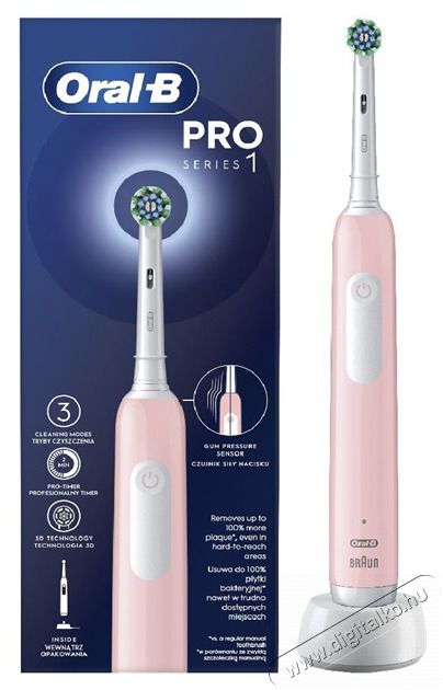 Oral-B PRO1 Pink Cross Action elektromos fogkefe Sz&eacute;ps&eacute;g&aacute;pol&aacute;s / Eg&eacute;szs&eacute;g - Sz&aacute;j / fog &aacute;pol&aacute;s - Elektromos fogkefe - 500598