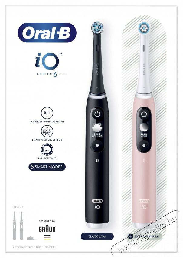 Oral-B iO6 elektromos fogkefe DuoPack Black + Pink Sz&eacute;ps&eacute;g&aacute;pol&aacute;s / Eg&eacute;szs&eacute;g - Sz&aacute;j / fog &aacute;pol&aacute;s - Elektromos fogkefe - 501293