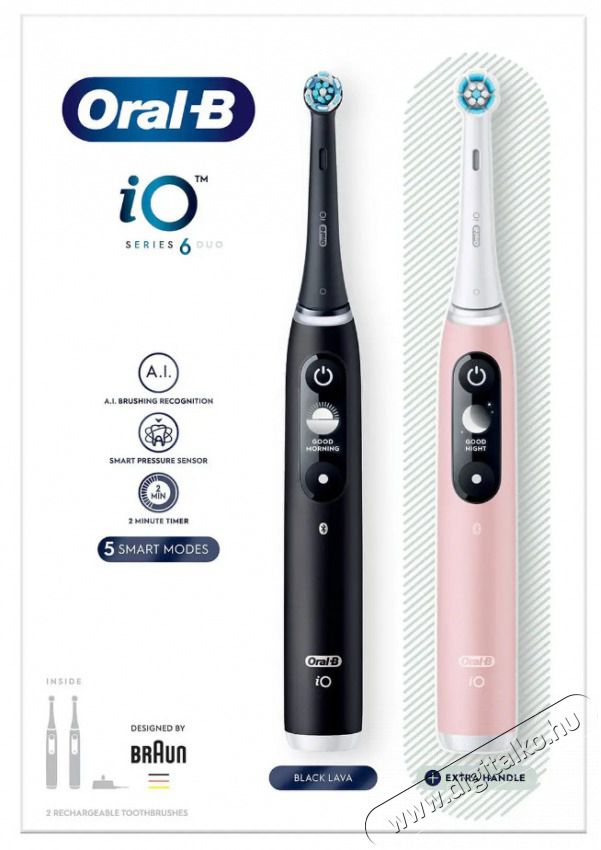 Oral-B iO6 elektromos fogkefe DuoPack Black + Pink Sz&eacute;ps&eacute;g&aacute;pol&aacute;s / Eg&eacute;szs&eacute;g - Sz&aacute;j / fog &aacute;pol&aacute;s - Elektromos fogkefe - 501293
