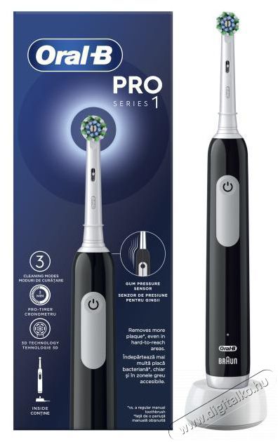 Oral-B PRO1 Elektromos Fogkefe Black X-Clean + &uacute;titok Sz&eacute;ps&eacute;g&aacute;pol&aacute;s / Eg&eacute;szs&eacute;g - Sz&aacute;j / fog &aacute;pol&aacute;s - Elektromos fogkefe - 501404
