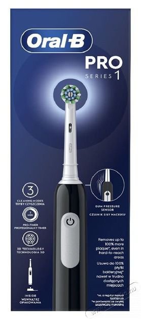 Oral-B PRO1 Black Cross Action elektromos fogkefe Sz&eacute;ps&eacute;g&aacute;pol&aacute;s / Eg&eacute;szs&eacute;g - Sz&aacute;j / fog &aacute;pol&aacute;s - Elektromos fogkefe - 502484