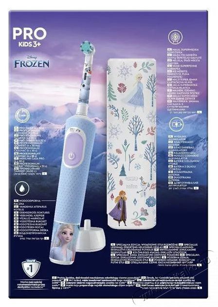 Oral-B Pro Kids Frozen elektromos fogkefe gyerekeknek, 2D tiszt&iacute;t&aacute;s, 2 program, 1 v&eacute;g, 4 matrica, utaz&oacute;k&eacute;szlet, K&eacute;k Sz&eacute;ps&eacute;g&aacute;pol&aacute;s / Eg&eacute;szs&eacute;g - Sz&aacute;j / fog &aacute;pol&aacute;s - Elektromos fogkefe - 503149