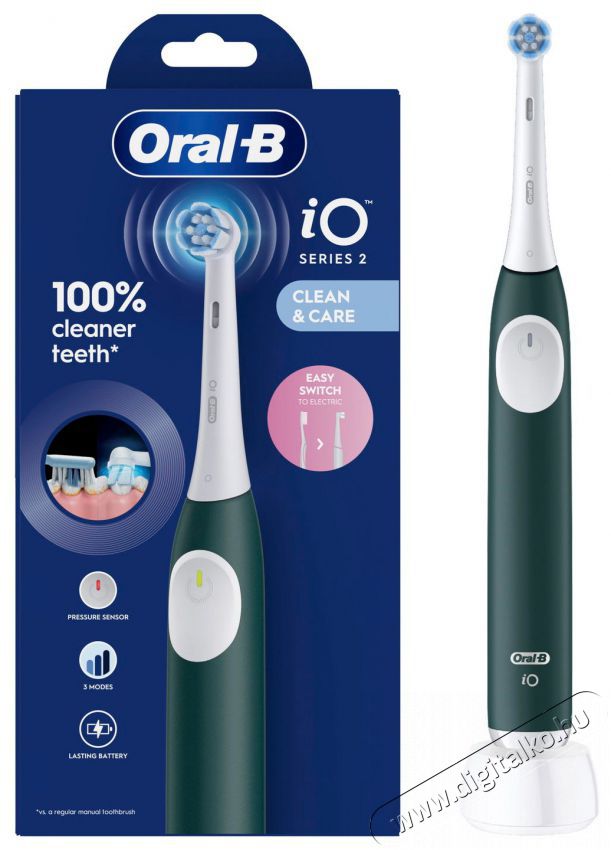Oral-B iO 2 Forest Green Elektromos fogkefe Sz&eacute;ps&eacute;g&aacute;pol&aacute;s / Eg&eacute;szs&eacute;g - Sz&aacute;j / fog &aacute;pol&aacute;s - Elektromos fogkefe - 525460