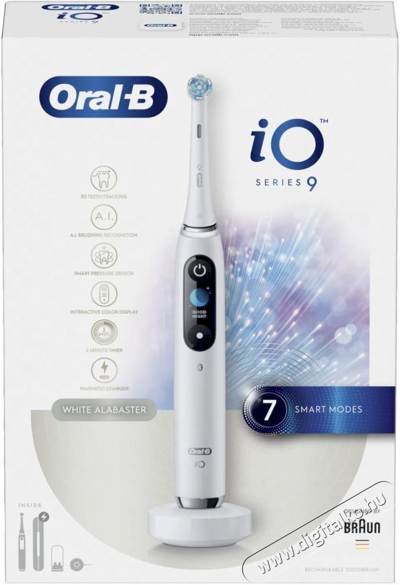 Oral-B iO 9, feh&eacute;r Elektromos fogkefe Sz&eacute;ps&eacute;g&aacute;pol&aacute;s / Eg&eacute;szs&eacute;g - Sz&aacute;j / fog &aacute;pol&aacute;s - Elektromos fogkefe - 528791