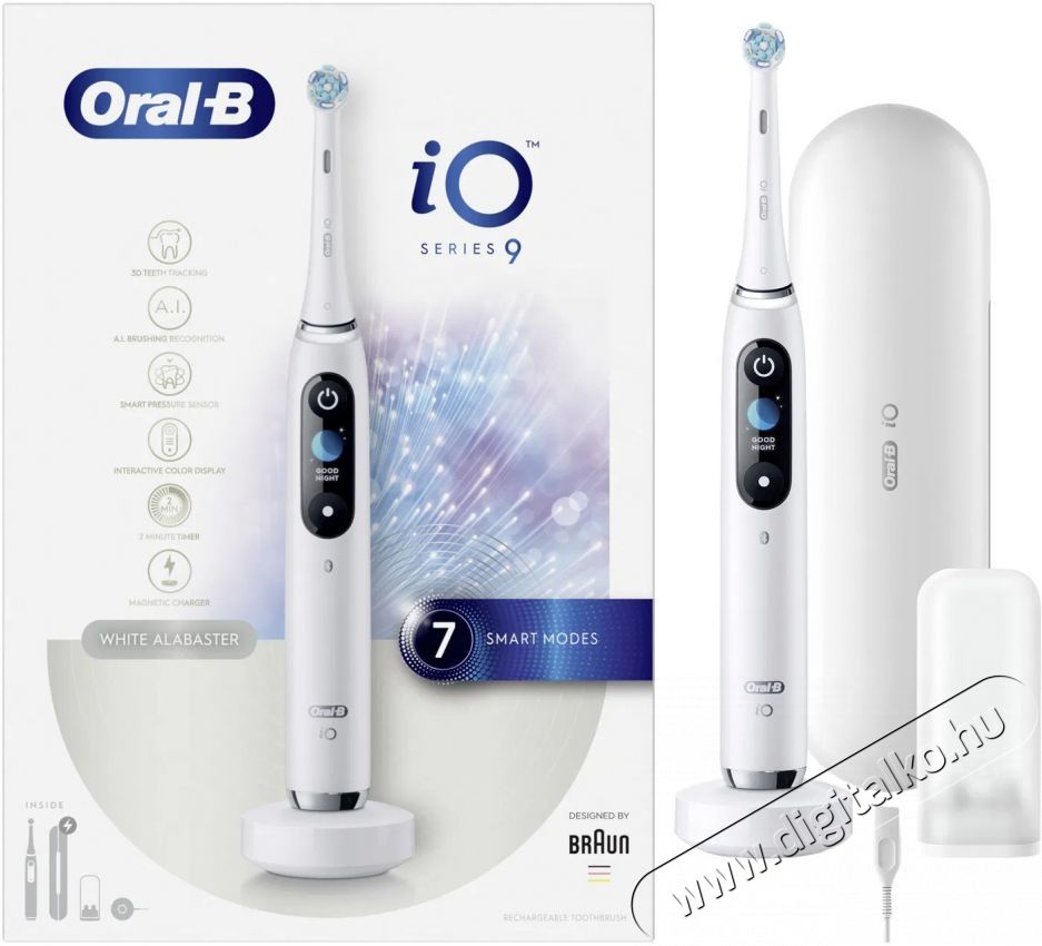 Oral-B iO 9, feh&eacute;r Elektromos fogkefe Sz&eacute;ps&eacute;g&aacute;pol&aacute;s / Eg&eacute;szs&eacute;g - Sz&aacute;j / fog &aacute;pol&aacute;s - Elektromos fogkefe - 528791