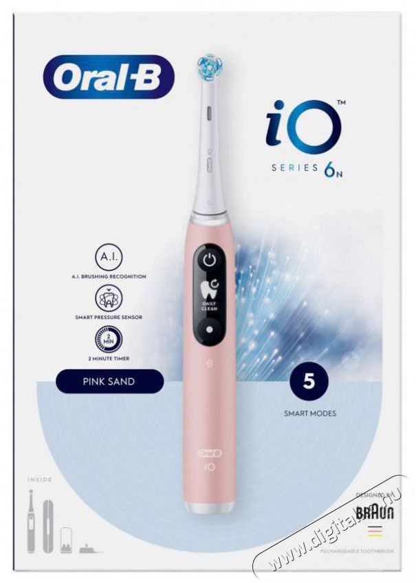Oral-B iO6 Pink elektromos fogkefe Sz&eacute;ps&eacute;g&aacute;pol&aacute;s / Eg&eacute;szs&eacute;g - Sz&aacute;j / fog &aacute;pol&aacute;s - Elektromos fogkefe - 502485