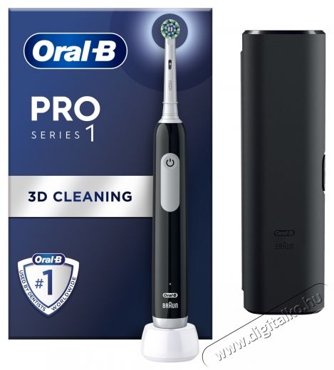 Oral-B Pro 1 Elektromos fogkefe, 3D tiszt&iacute;t&aacute;s, 3 program, 1 fej, Utaz&oacute;k&eacute;szlet, Fekete Sz&eacute;ps&eacute;g&aacute;pol&aacute;s / Eg&eacute;szs&eacute;g - Sz&aacute;j / fog &aacute;pol&aacute;s - Elektromos fogkefe - 533629