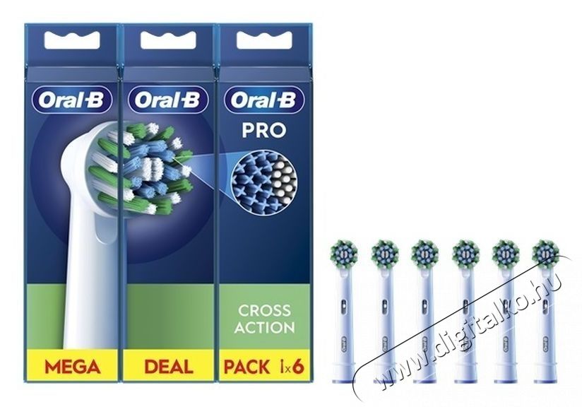 Oral-B Pro Cross Action elektromos fogkefe p&oacute;tfej, 6db Sz&eacute;ps&eacute;g&aacute;pol&aacute;s / Eg&eacute;szs&eacute;g - Sz&aacute;j / fog &aacute;pol&aacute;s - Kieg&eacute;sz&iacute;tő - 537565