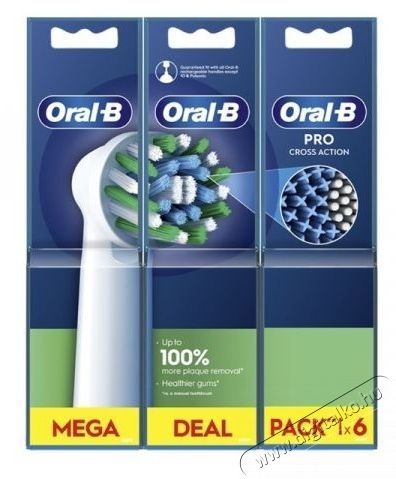 Oral-B Pro Cross Action elektromos fogkefe p&oacute;tfej, 6db Sz&eacute;ps&eacute;g&aacute;pol&aacute;s / Eg&eacute;szs&eacute;g - Sz&aacute;j / fog &aacute;pol&aacute;s - Kieg&eacute;sz&iacute;tő - 537565